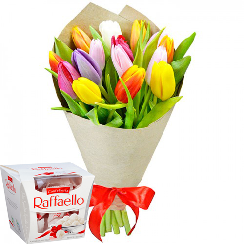Set "15 tulips+Raffaello"